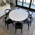Essgruppe mit Tisch und St¨¹hlen, mit klarer Formgebung, Farbe: grau