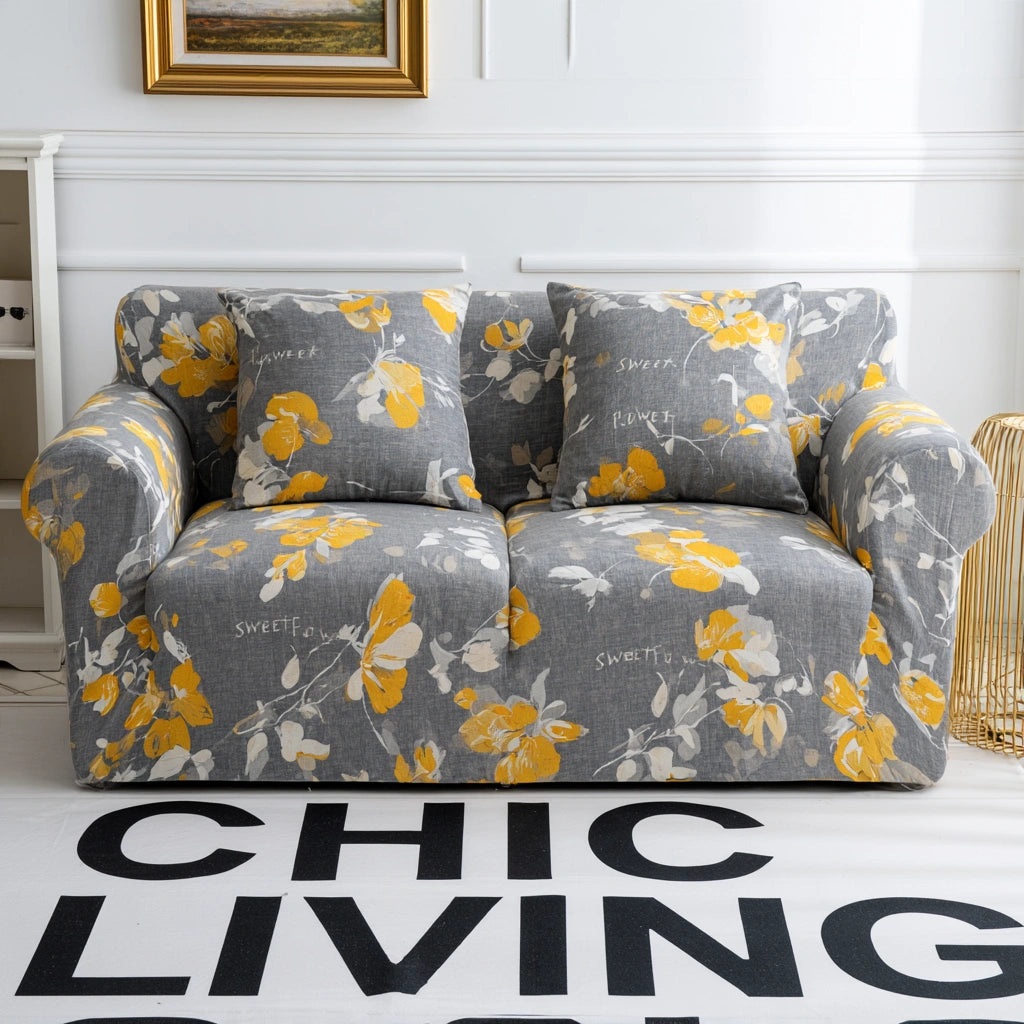 Schutzbezug f¨¹r Sofa, mit klarer Formgebung, Farbe: gelb und grau