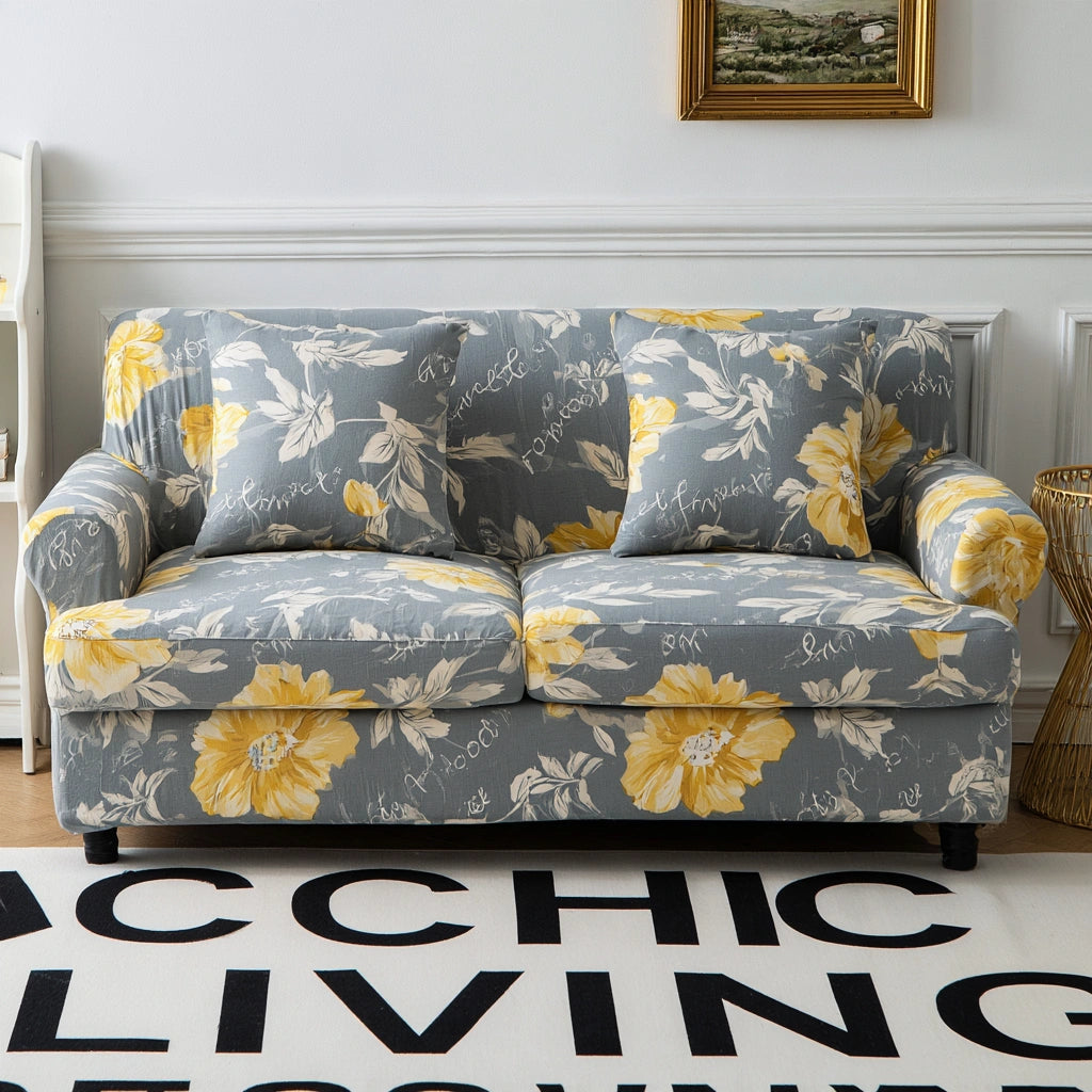 Schutzbezug f¨¹r Sofa, mit klarer Formgebung, Farbe: gelb und grau
