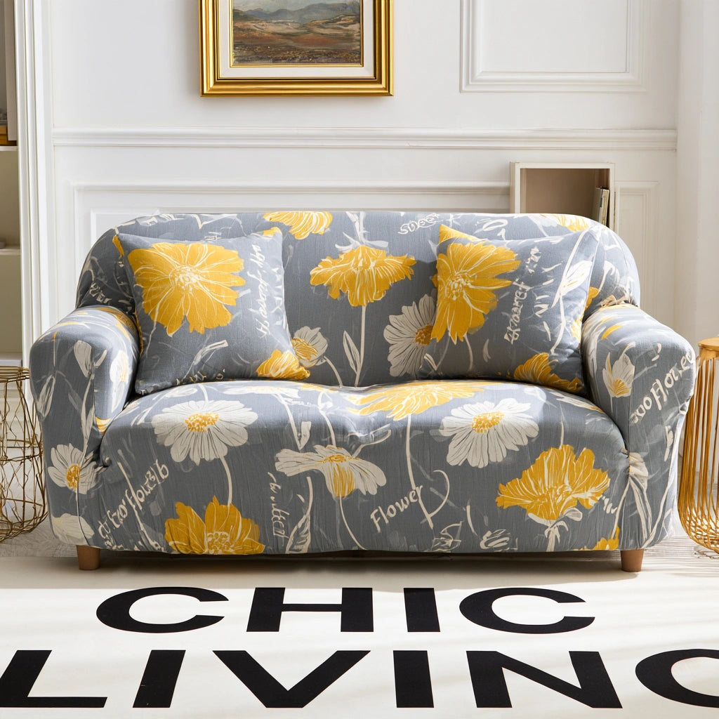 Schutzbezug f¨¹r Sofa, mit klarer Formgebung, Farbe: gelb und grau