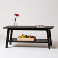 Moderner Couchtisch, aus Holz, mit zwei Ebenen, Farbe: schwarz
