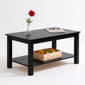 Moderner Couchtisch, aus Holz, mit zwei Ebenen, Farbe: schwarz